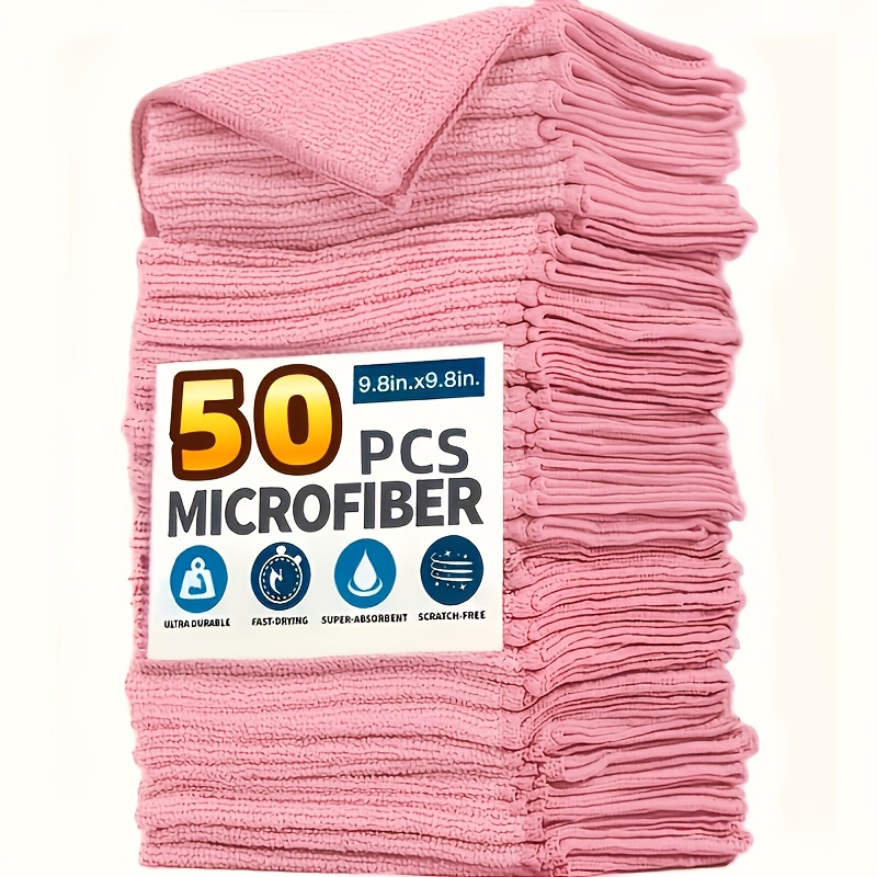 Home Improvement K&B Construction - 1-50Pcs Light Pink Microfiber Kitchen Towels